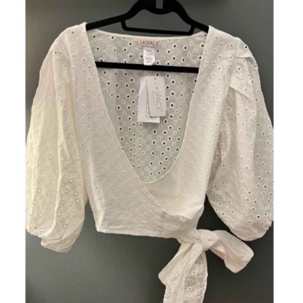 L*SPACE Amalfi Top in Eye On You Eyelet medium